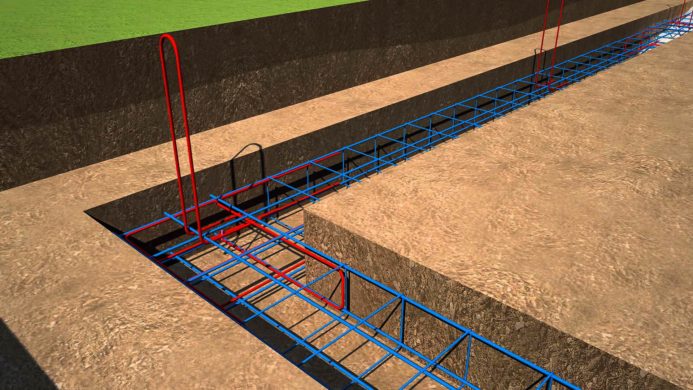 représentation 3D du ferraillage pour fondation